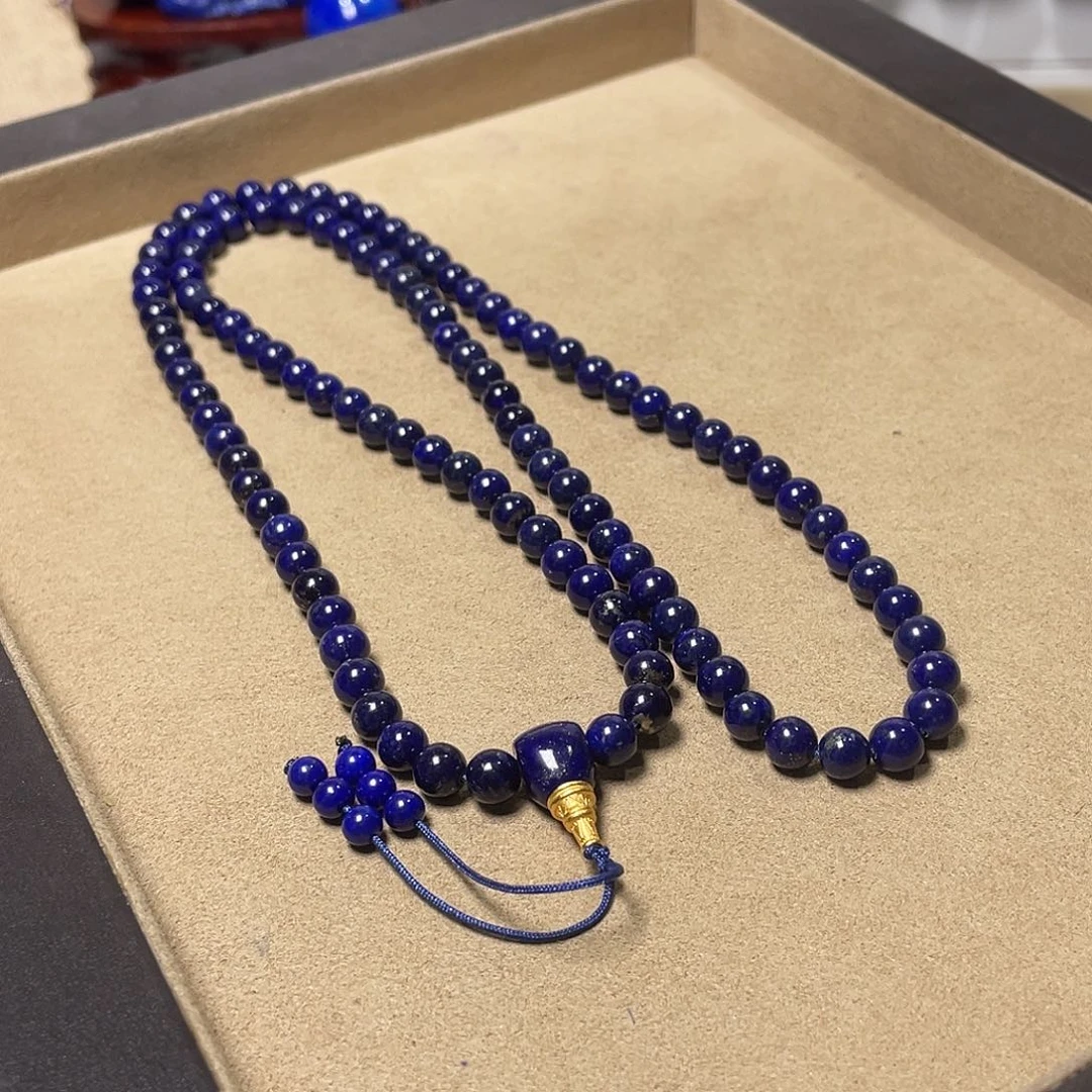 青金石未镶嵌精品黑加仑108颗6.8mm