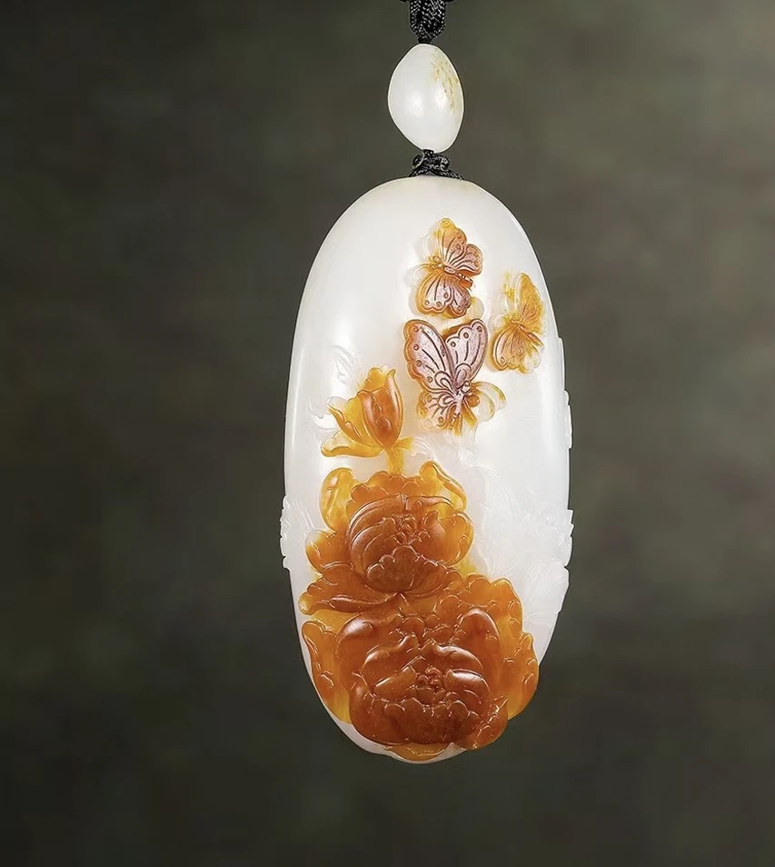 言臻馆藏】新疆和田玉步步生莲挂件