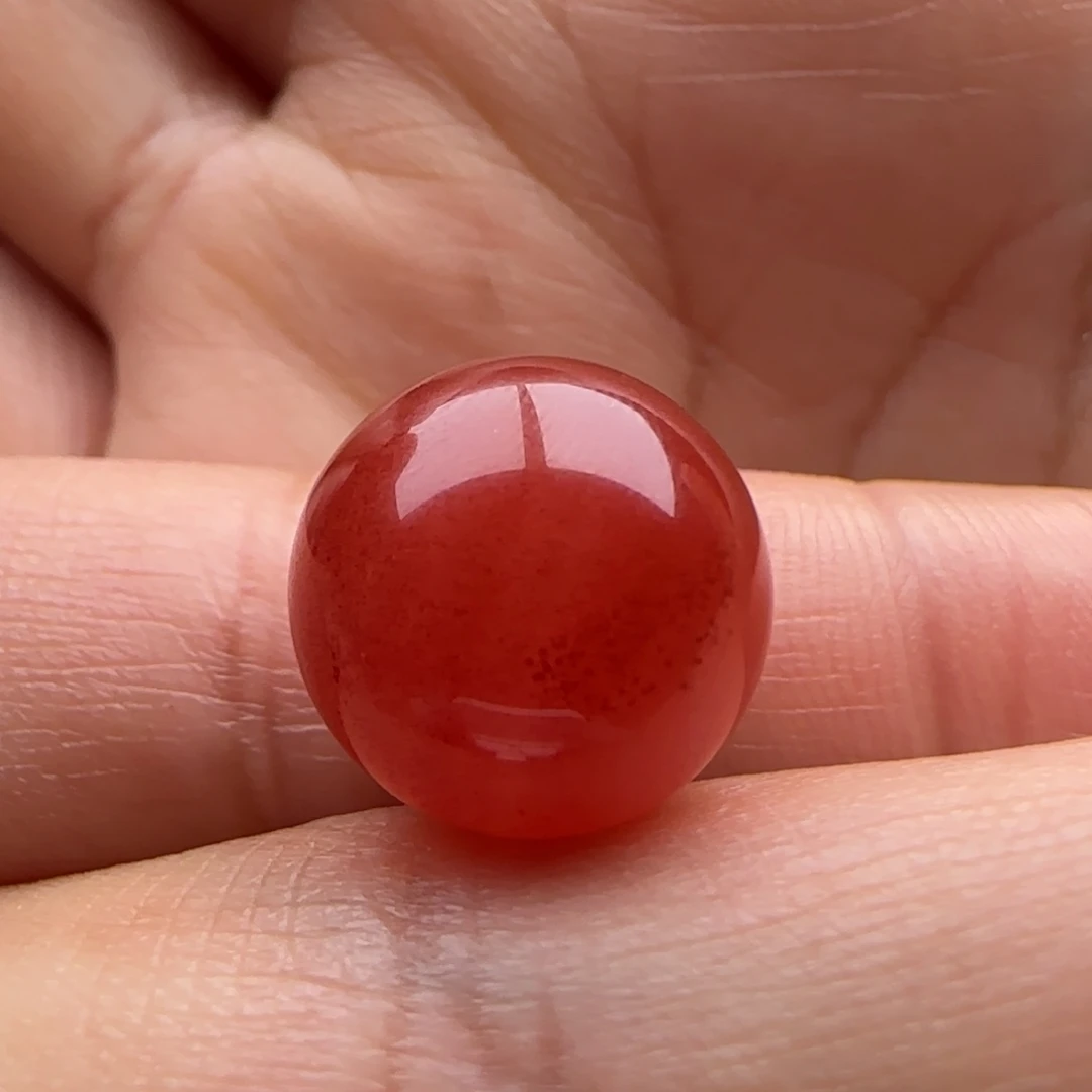 南红玛瑙圆珠13.9未镶嵌晴**虎皮裂