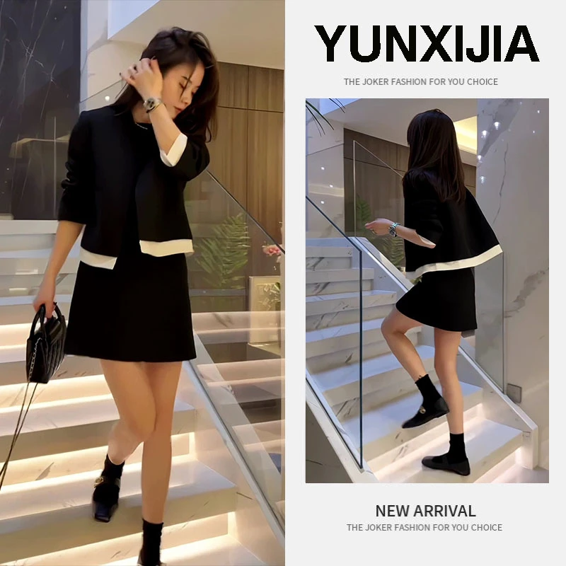 2025春新款简约网红爆款高级感休闲洋气香风韩版裙外套短裙两件套