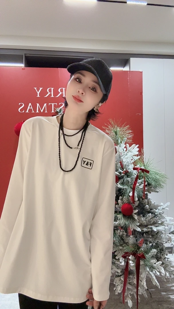 FANYE 2024冬季设计感F&Y定制字母圆领长袖T恤AG21-2