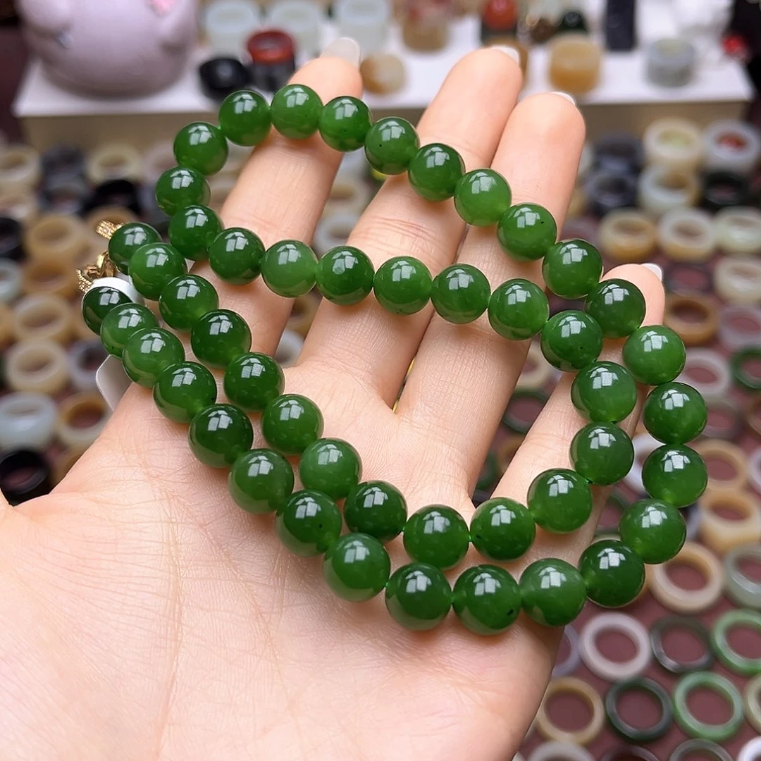 和田玉未镶嵌戒指卡10辣阳绿