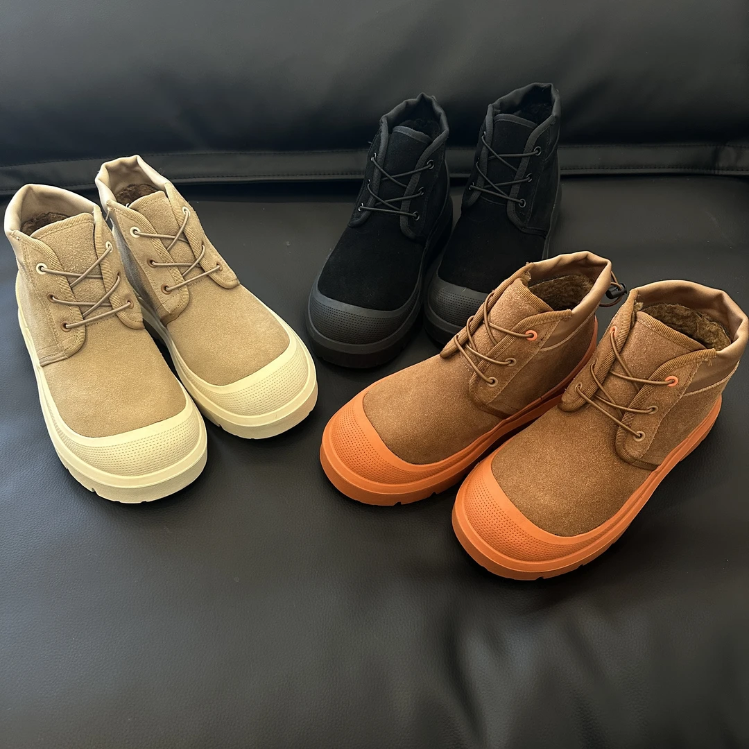 【薛定饿】24冬季雪地靴加绒加棉加厚真皮厚底内增高保暖户外高帮