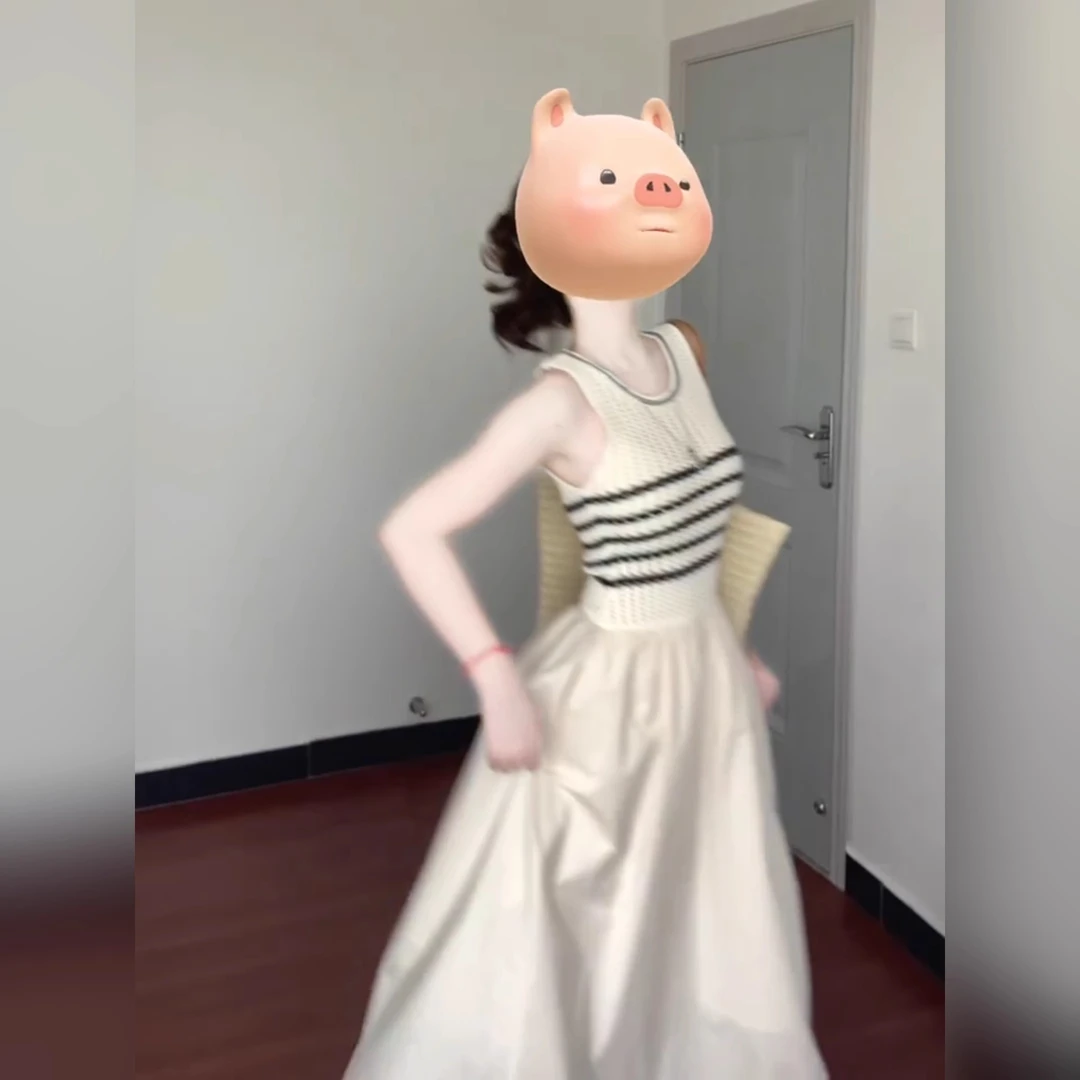 法式条纹针织拼接无袖背心连衣裙子女夏季高级感气质收腰显瘦长裙