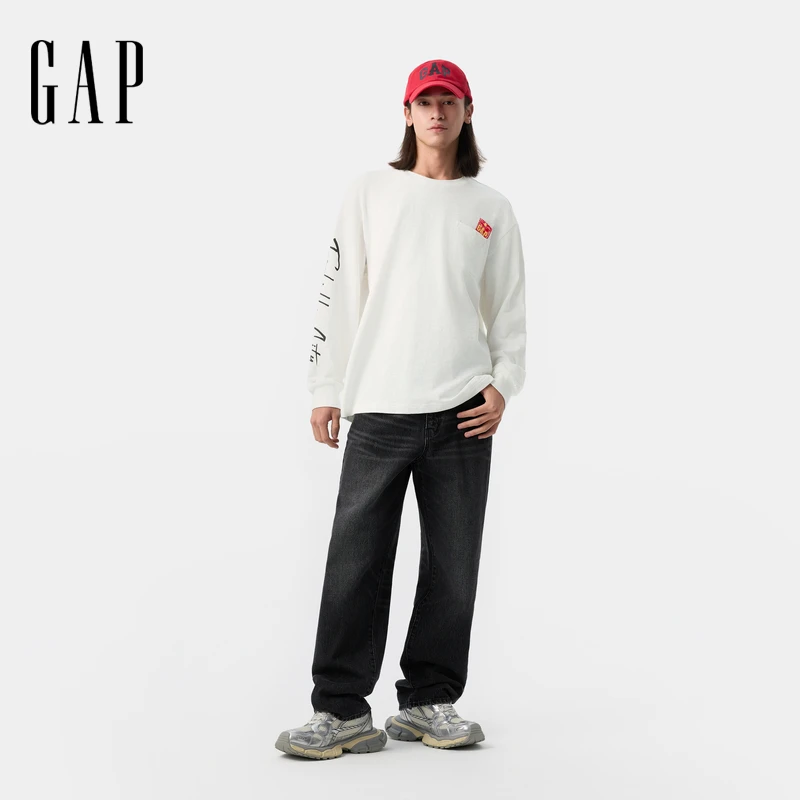【上新了 x 故宫联名】Gap男女装2025春季刺绣红包logo长袖 723885