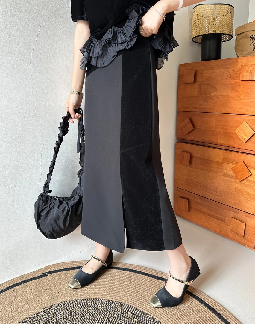 0729-10   女款时尚百搭气质拼接女士半裙   MZQY  98L10