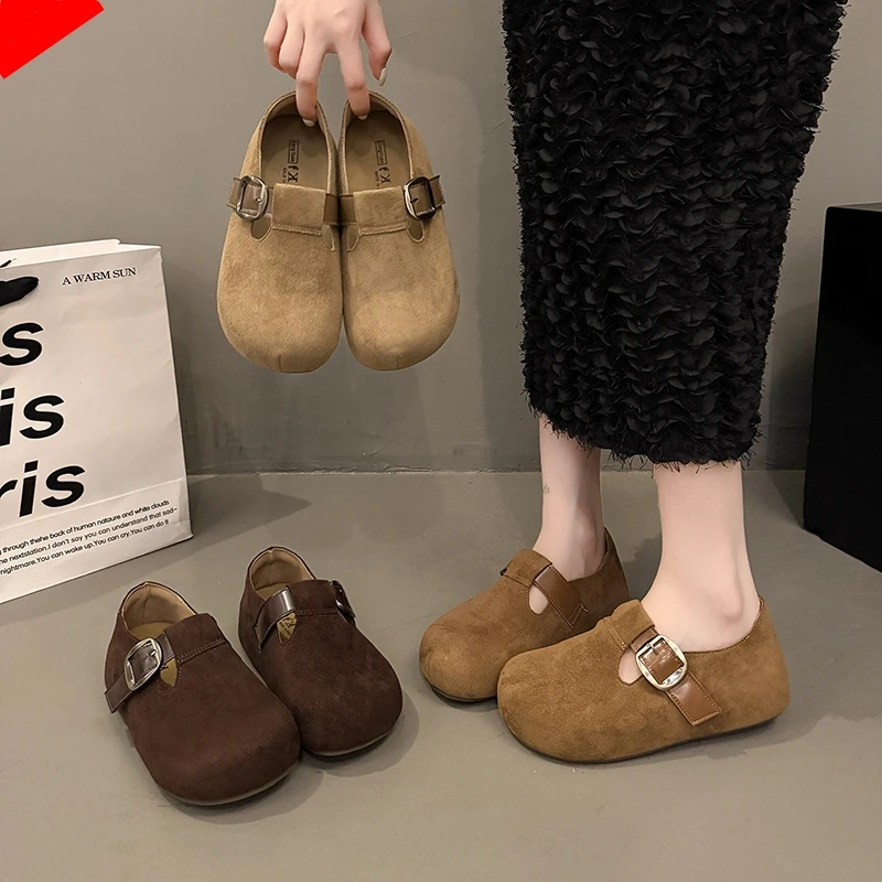 爆款全包复古勃肯鞋女外穿2025秋季新款一脚蹬豆豆鞋百搭乐福鞋女