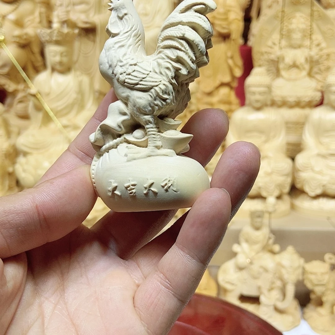 黄杨木9公分公鸡手把件