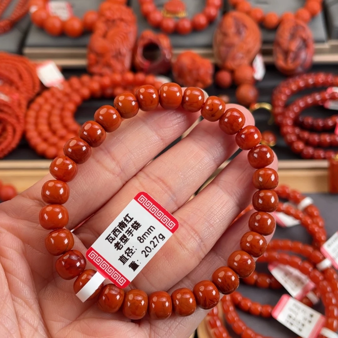 南红玛瑙未镶嵌瓦西南红老型8mm手链