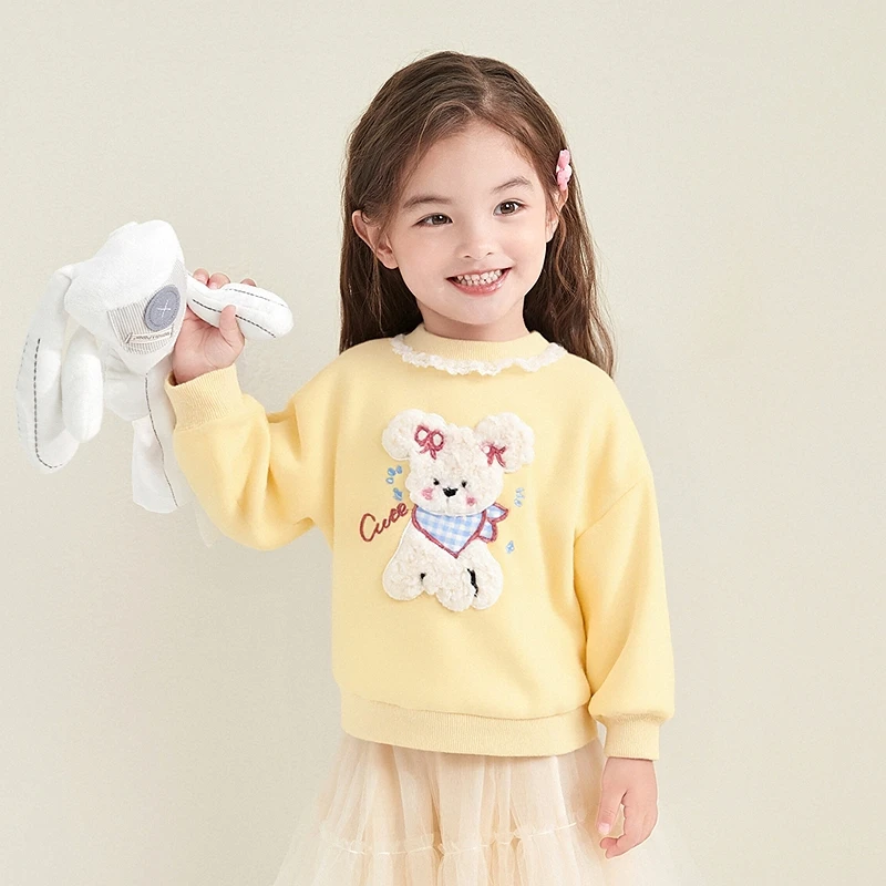 笛莎童装女童卫衣秋季宝宝衣服时尚卡通圆领加绒卫衣-332552205