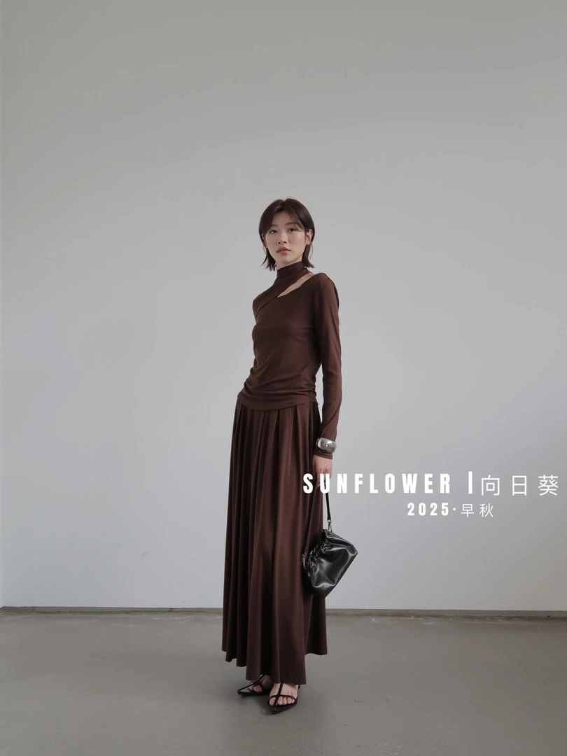 米古古SUN# 3613#福 垂感百褶中长款连衣裙（裙长94 腰围66）