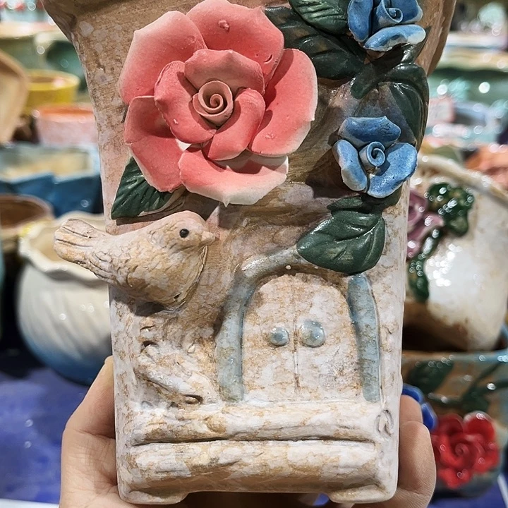 瓷片花盆多肉植物艺术品