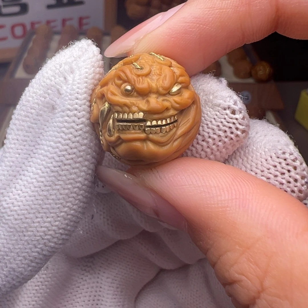 把件猴头核桃镶嵌款招财邪僧全品有正常封口线