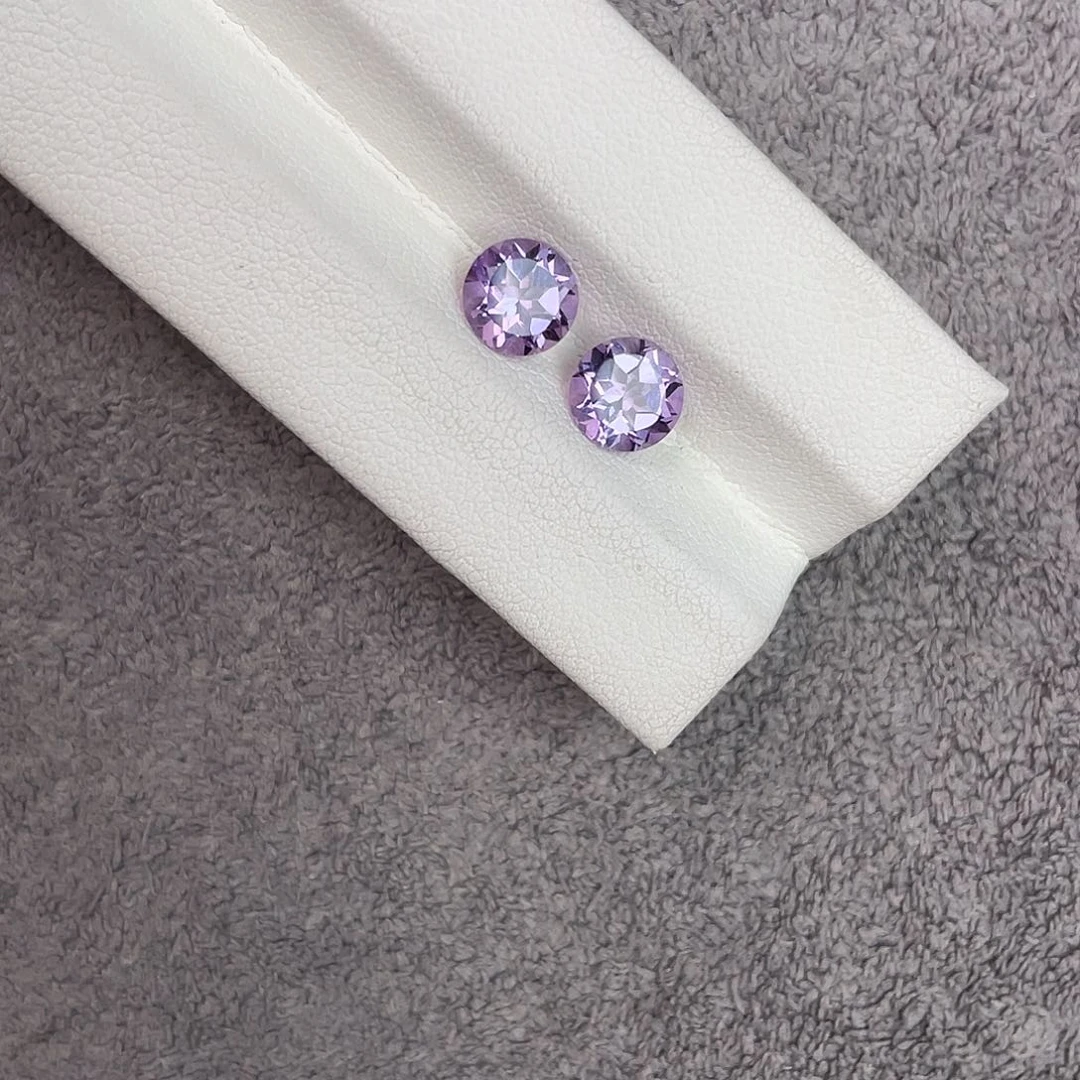 裸石未镶嵌紫晶一对