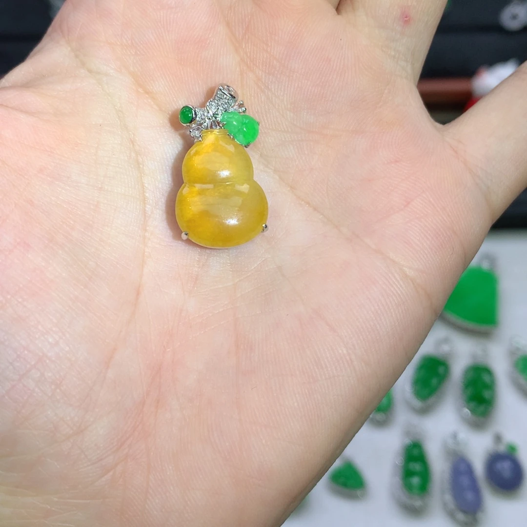 翡翠18K金镶嵌吊坠(不含链)