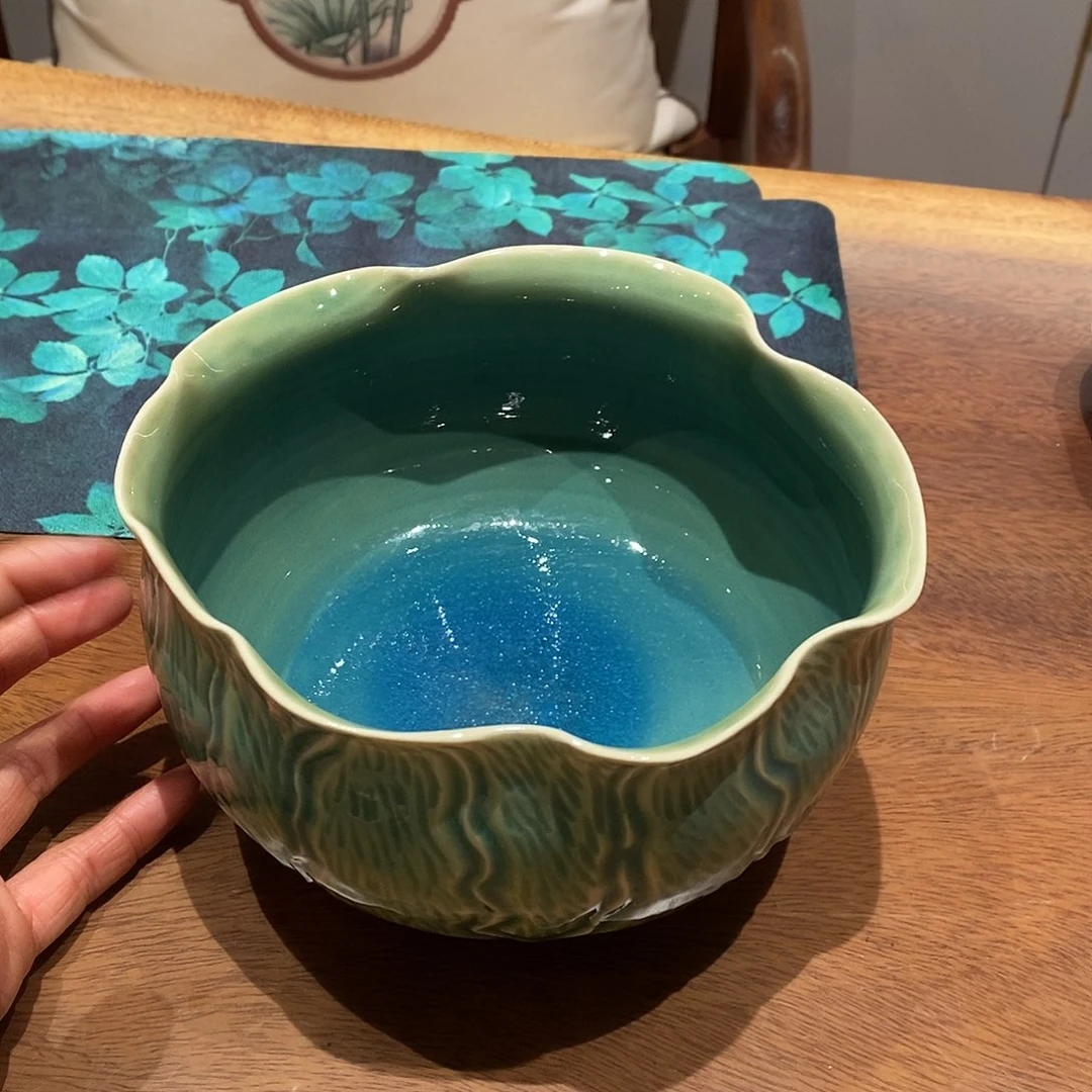 摆件陶手工荷韵雕工水洗