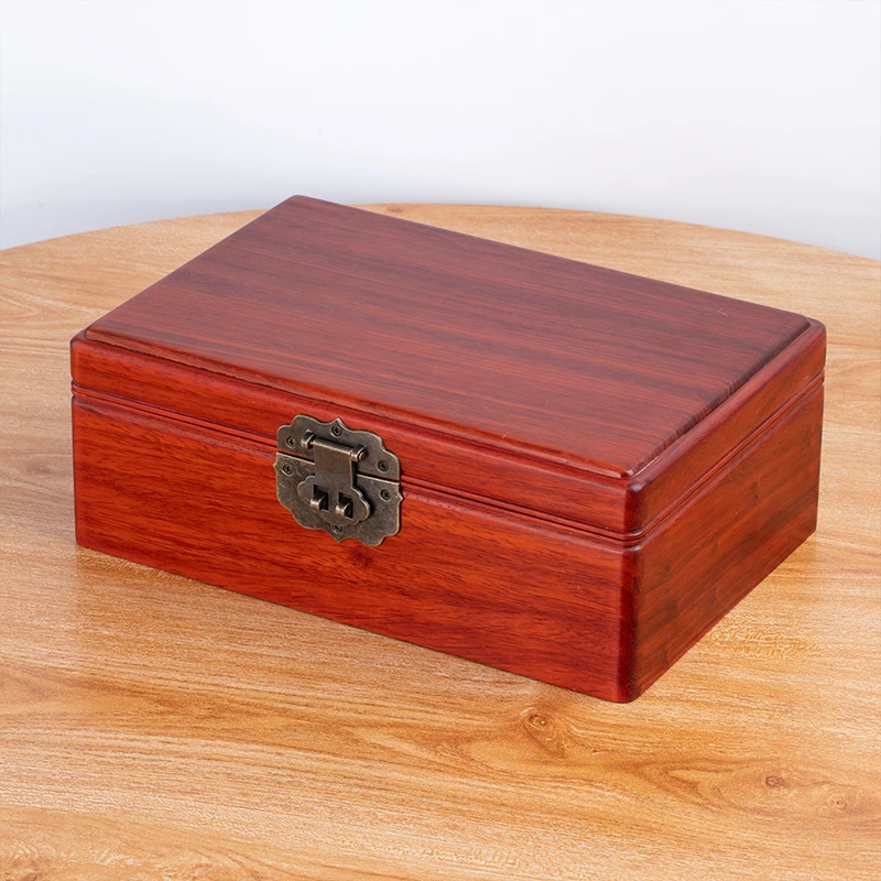 红花梨首饰盒复古简约A款25*15*10.3CM储物家用收纳盒带锁盒子