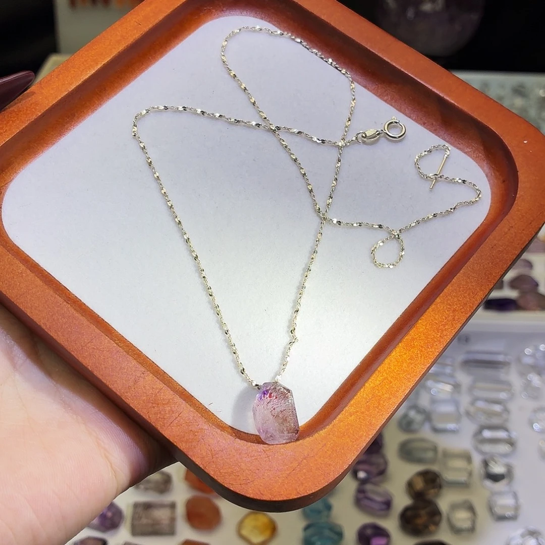 未镶嵌吊坠(不含链)水晶紫超七 随形 打孔定制不退换