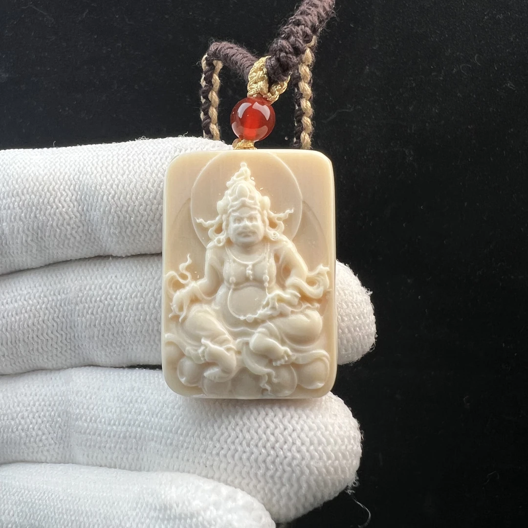 H3309 天然猛犸牙 黄财神 23.7*32.5*10.2mm支持鉴定 假一罚四