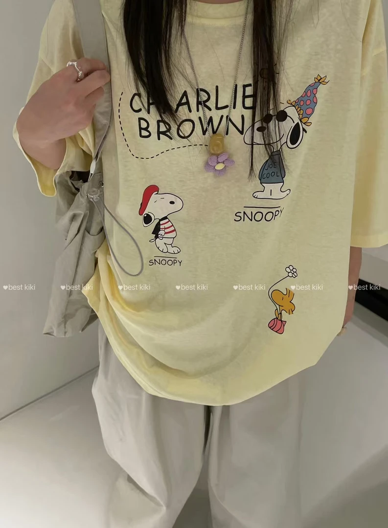 夏季大版冰丝雪花棉卡通立体小花T恤