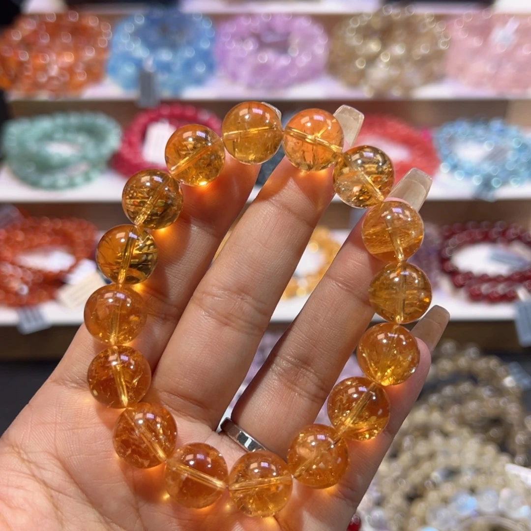 手串水晶未镶嵌金红料老矿黄阿赛13mm