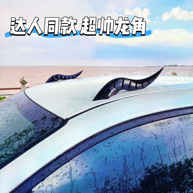 达人同款 碳纤维龙角汽车装饰转印弧光扰流鳍 适用多种车型