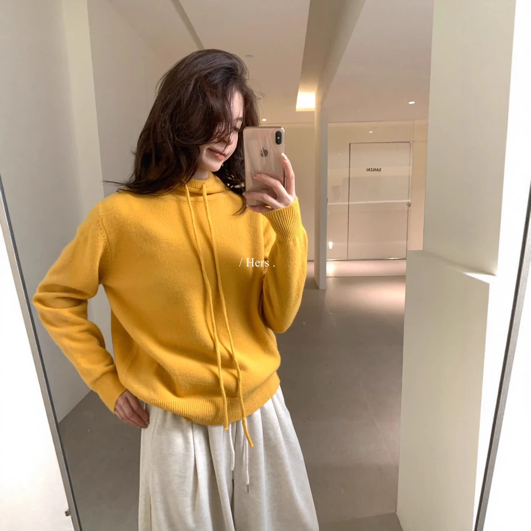 hers一勺甜秋冬韩系慵懒简约百搭抽绳绑带半高领保暖毛衣女92690