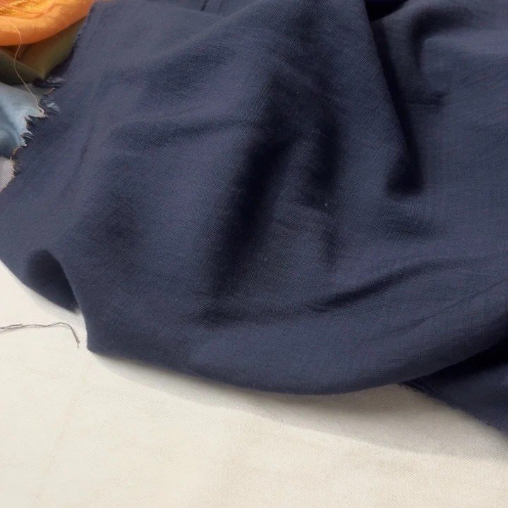 棉混纺藏青麻棉1米