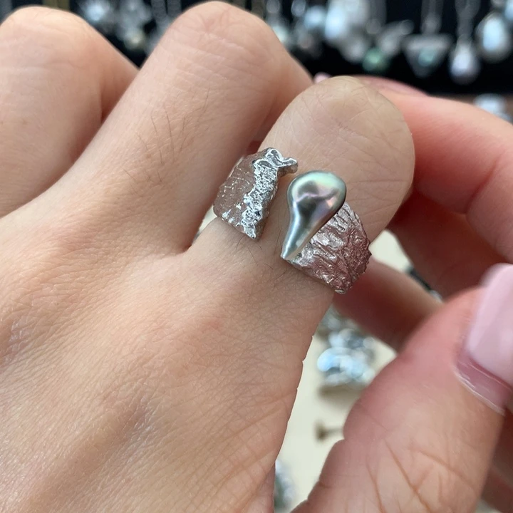 银S925镶嵌戒指海水珍珠