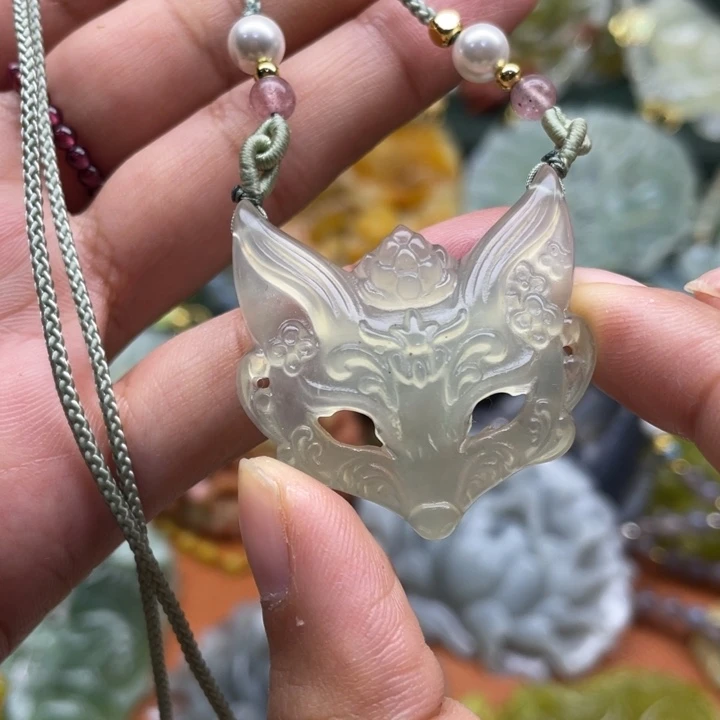未镶嵌岫玉吊坠毛衣链锁骨链