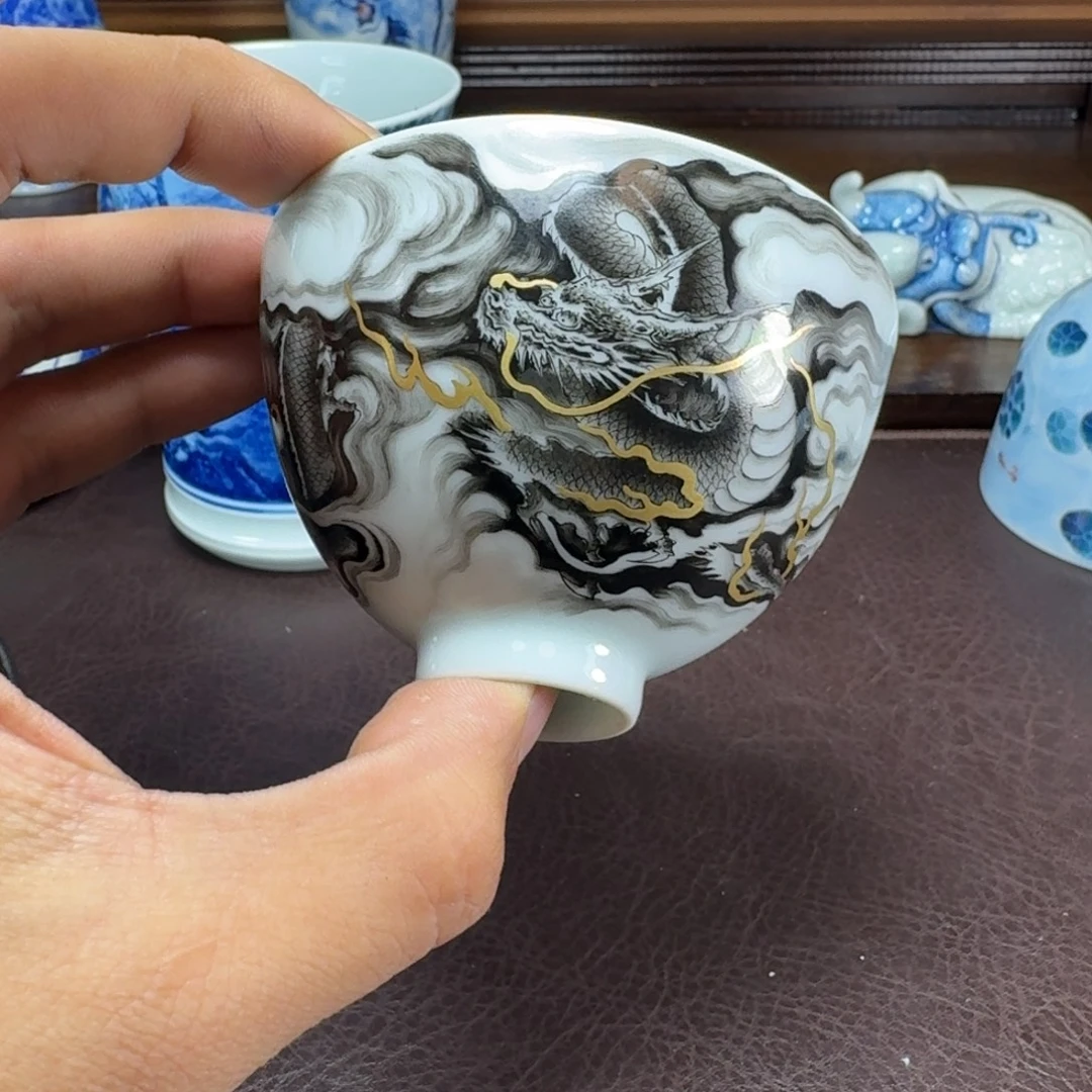 淡***风瓷片当代景德镇陶瓷手绘茶具