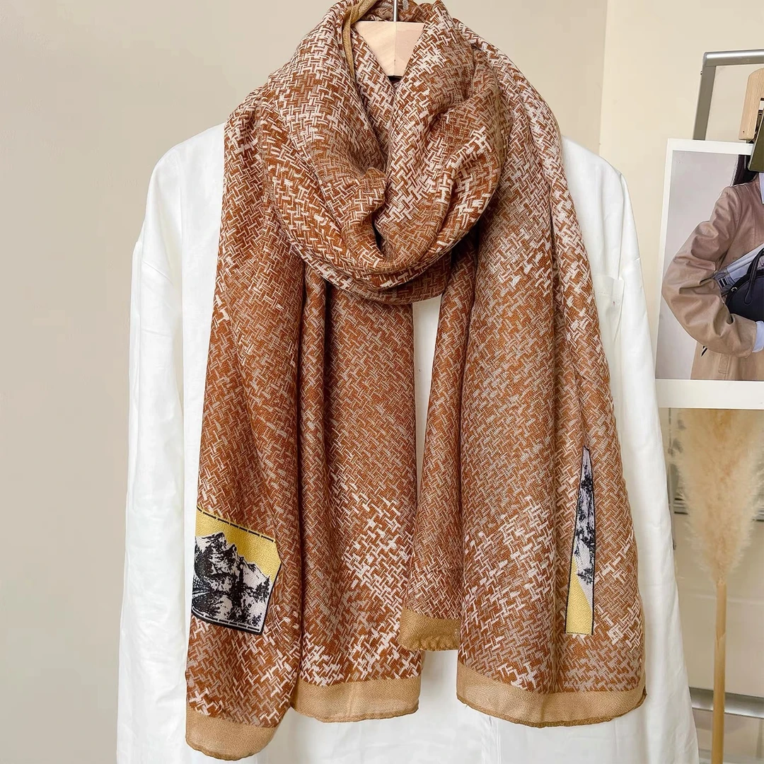 秋冬季森系气质韩版男友风百搭见外包装丝巾沙滩巾金织180长巾