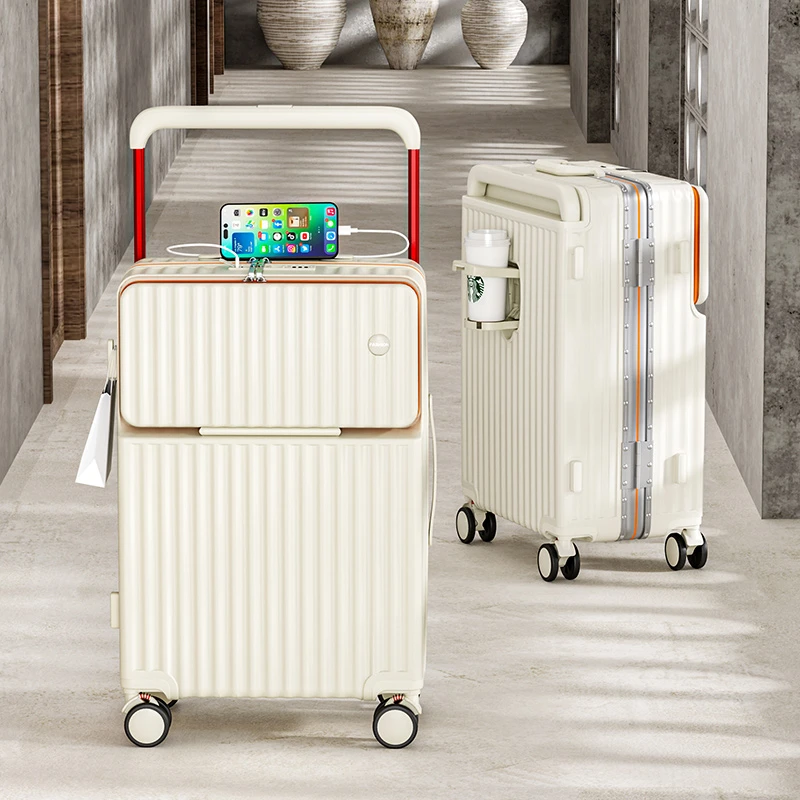 动力舱新款前开口宽拉杆行李箱大容量女拉杆箱24寸旅行箱登机箱