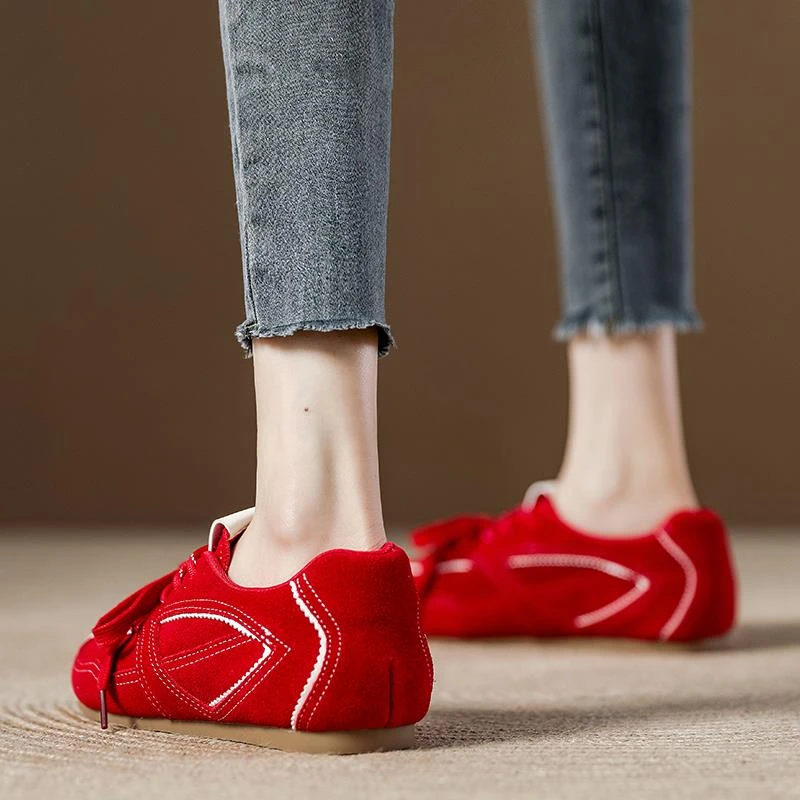 【韩国JTG&Shoes官方正品】春季爆款本命年红色平底运动休闲德训鞋