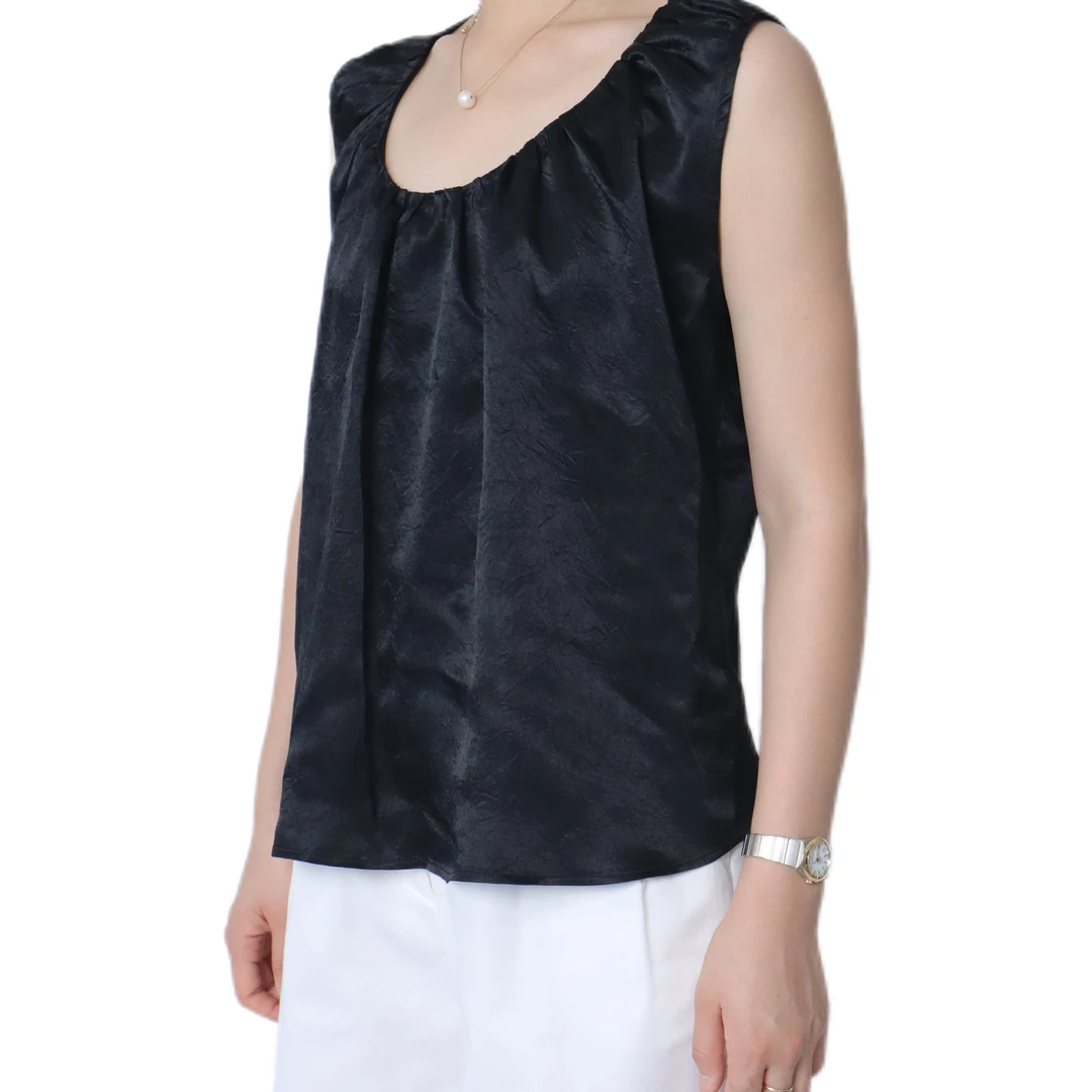 时尚百搭休闲设计师款宽松打底醋酸凉感背心1097