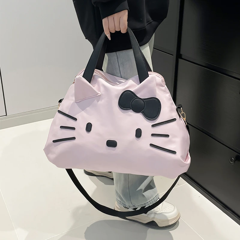 哈喽Kitty旅行包大容量女旅游轻便手提单肩包学生休闲斜挎行李袋