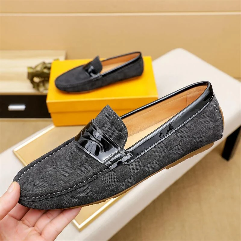 AMI DRAJK豆豆鞋男2025新款高端轻奢灰真皮一脚蹬男鞋简约时尚百