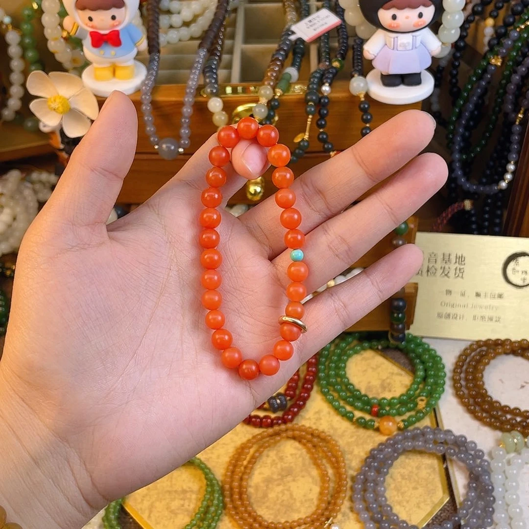 南红玛瑙单圈手串未镶嵌