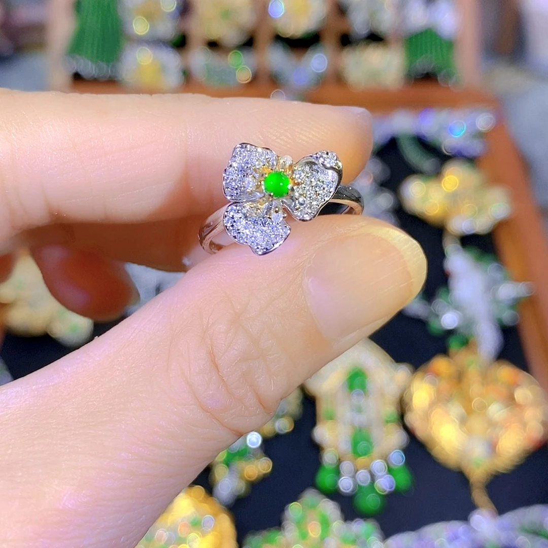 吊坠(不含链)银S925镶嵌翡翠