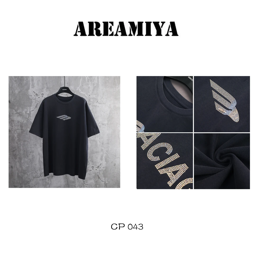 预【嘎嘎酷】棉感烫钻工艺圆领T恤CP043