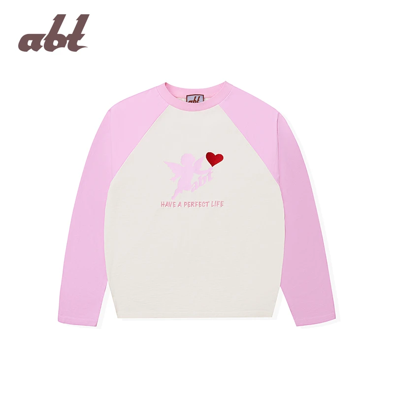 ABT撞色圆领时尚卫衣abt2023150拼接袖天使百搭休闲秋冬户外长袖