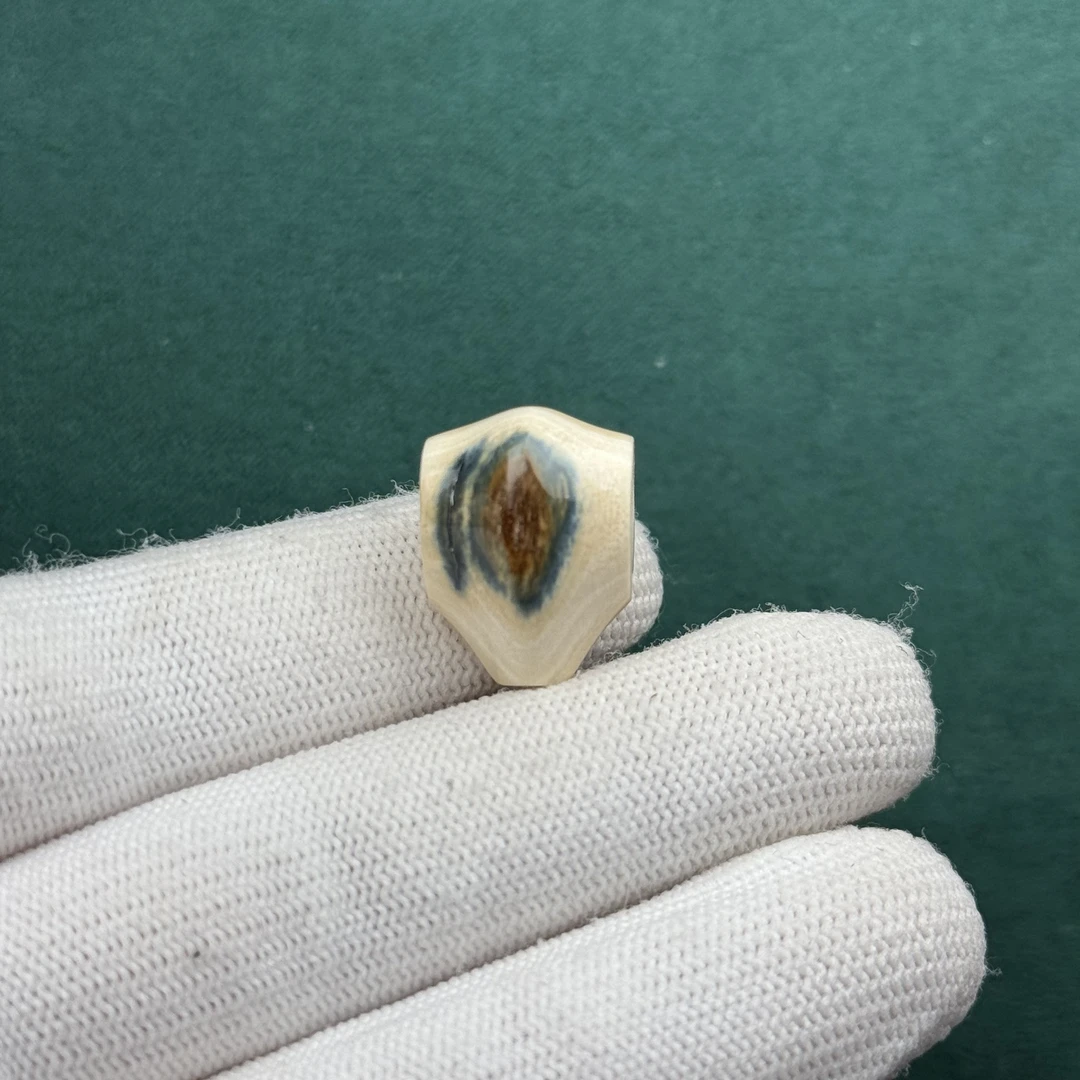 D71-86天然猛犸牙 黄金瞳鲨鱼背三通14.4*19.5mm支持复检假一罚十