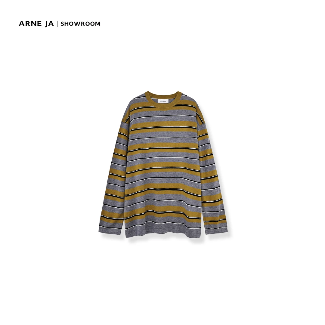 ARNE JA｜“秩序美学”德国复古彩条撞色蚕丝羊毛廓形针织衫W0758801