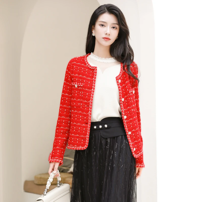 BuouBuou法式重奢针织绵美丽诺羊毛金纱小香风外套女BKAC909