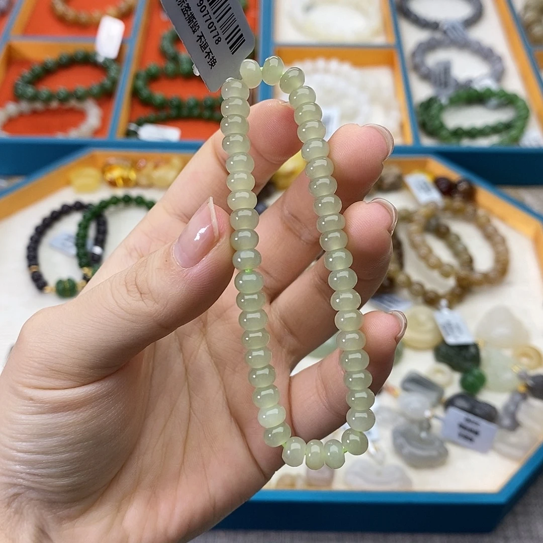 和田玉未镶嵌手链w7晴水算盘4*6
