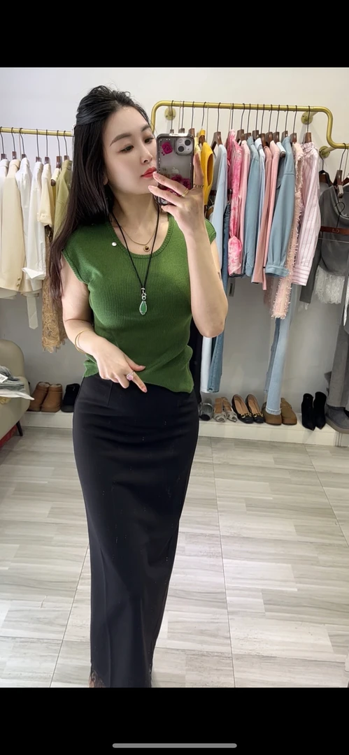 微弹 蕾丝长半裙