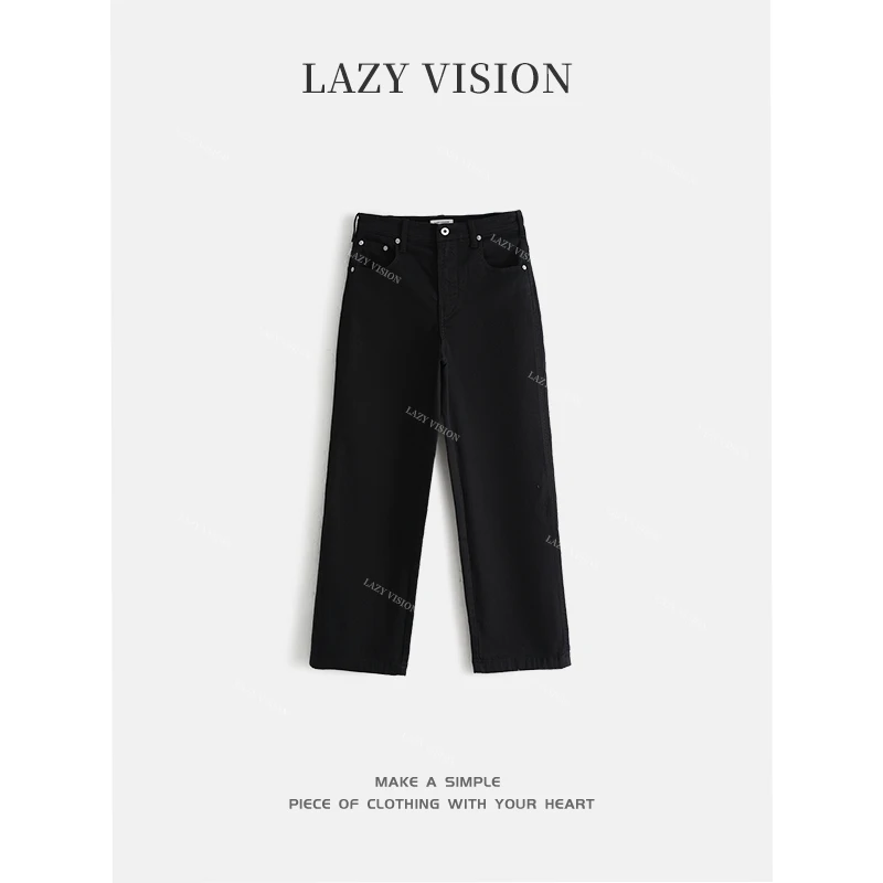 LAZYVISION/土耳其进口磨毛休闲女士直筒牛仔裤ZMD-29766