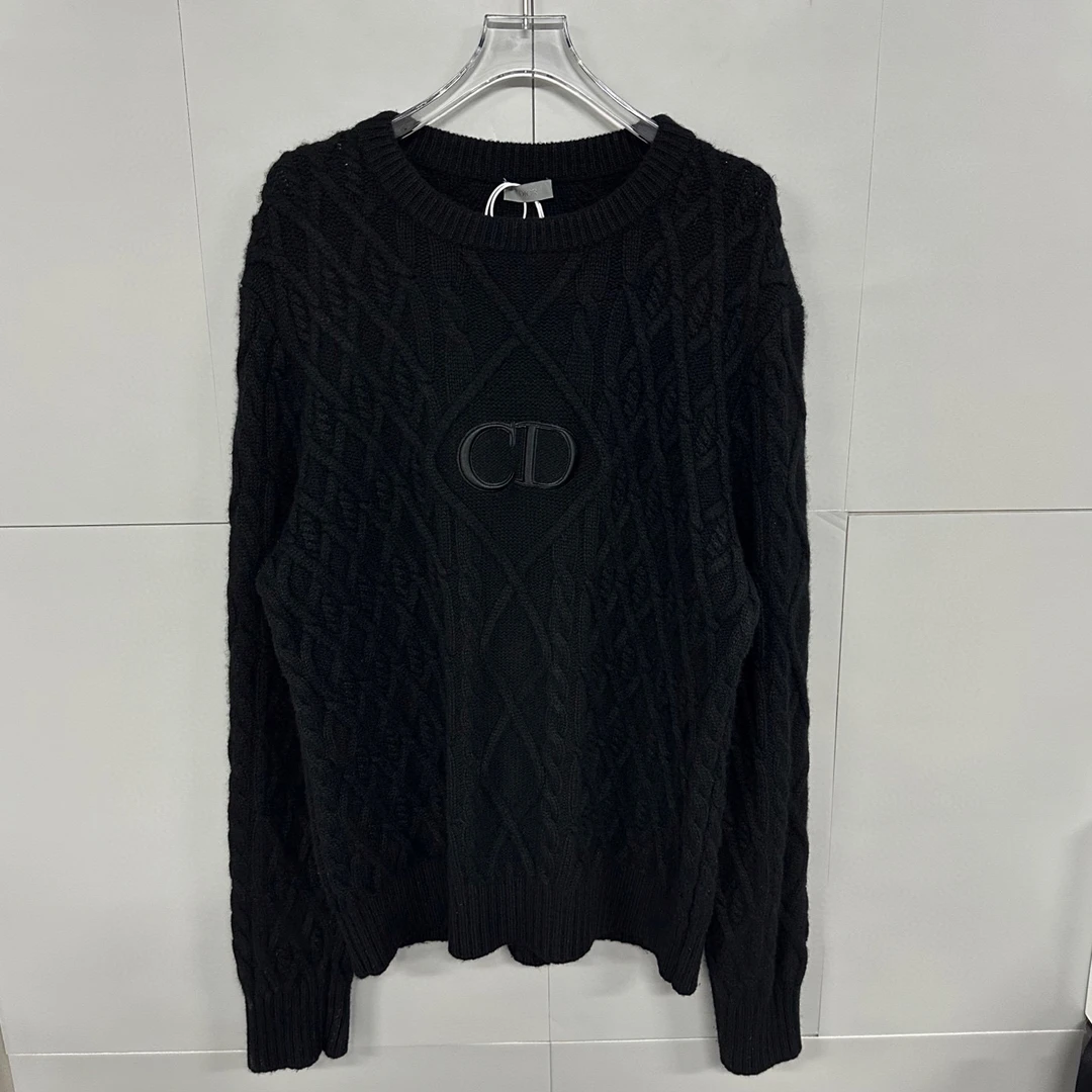 未使用 DIOR/迪奥 羊绒绞花cd标志针织毛衣 XL码 P00163