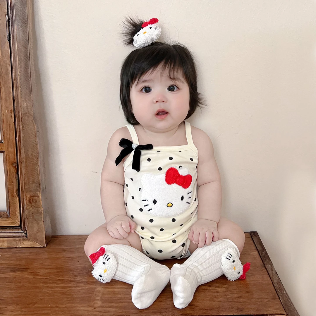 猫咪吊带包屁衣连体女童A类夏季爬服无袖背心哈衣卡通风套头卡通