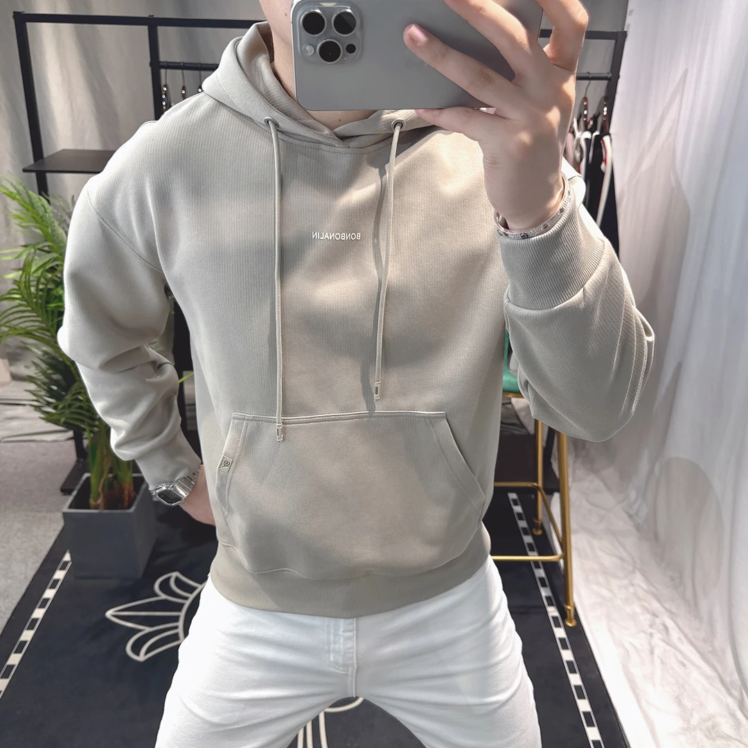 欧洲站2025新款男士连帽卫衣百搭潮流美式宽松上衣男春秋长袖帽衫